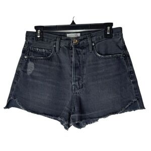 Frame Denim Shorts Women 28 Black Wash Le Original Distressed Fray Hem Jean Punk